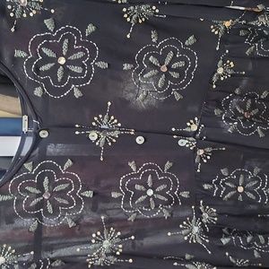 Chan Luu Rina Blouse Floral Embroidery Embellished Women's Large